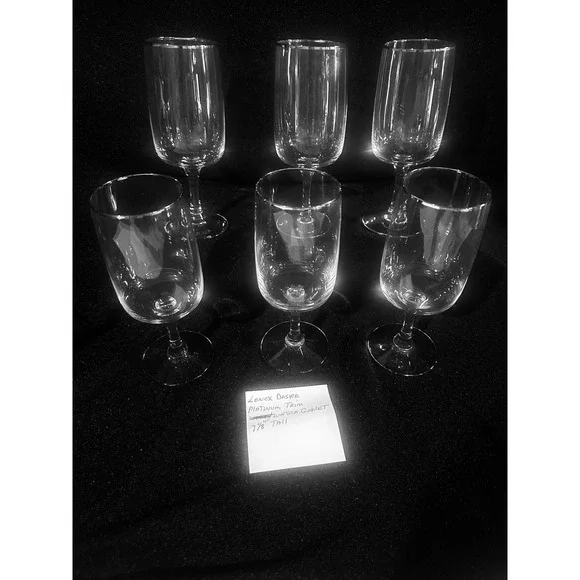 Lenox Desire Platinum Trim Water Goblets Set of 6 Crystal Glassware 7 1/8" Tall - Picture 12 of 12